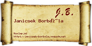 Janicsek Borbála névjegykártya