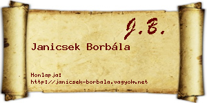 Janicsek Borbála névjegykártya